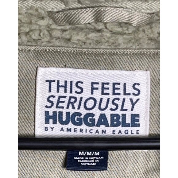 American Eagle Outfitter Jacket Huggable Fleece Green Sherpa Unisex Cozy Women M - Picture 5 of 12